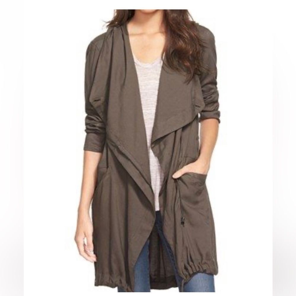NWT Sun & Shadow Hooded Anorak Jacket Drape Front SZ S